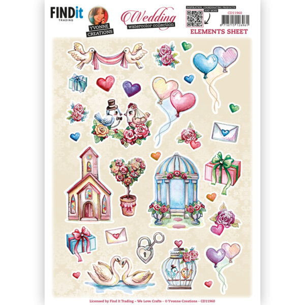 Cutting Sheet - Yvonne Creations - Wedding Time - Small Elements B CD11960