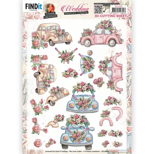 3D Cutting Sheet - Yvonne Creations - Wedding Time - Wedding Cars CD11958