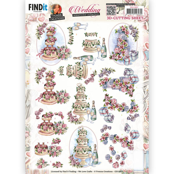 3D Cutting Sheet - Yvonne Creations - Wedding Time - Wedding Cakes CD11957