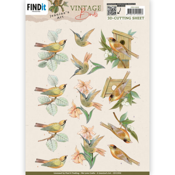 3D Cutting Sheets - Jeanine's Art - Vintage Birds - Wooden Birdhouse CD11932