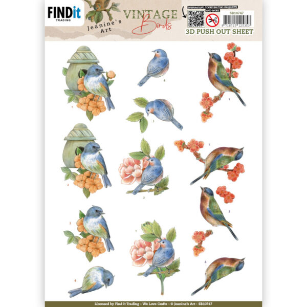 3D Push Out - Jeanine's Art - Vintage Birds - Stone Bird House SB10747