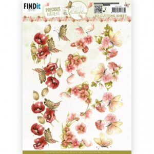 CD11941 3D Cutting Sheet - PM - Beautiful Butterfly - Red (HJ219) Findit Trading CD11941