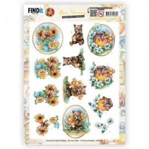 3D Push out - Yvonne Creations - Bee Honey - Brown Bear SB10751
