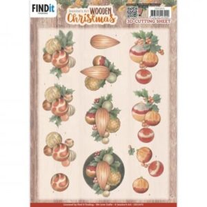 3D Cutting Sheets - Jeanine's Art - Wooden Christmas - Orange Baubles CD11972