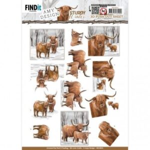 SB10824 3D Push-Out - Amy Design - Sturdy Winter - Scottish Highlander SB10824