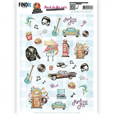Cutting Sheet - Yvonne Creations - Back to the fifties - Small Elements B CD12050
