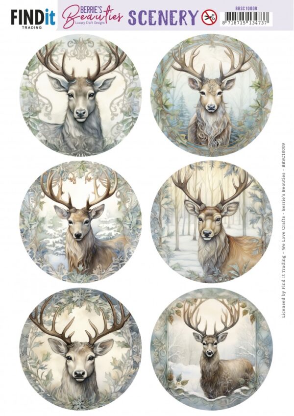 Push-Out Scenery - Berries Beauties - Deer Round BBSC10009