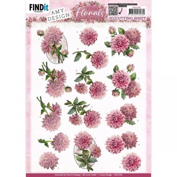 3D Cutting Sheets - Amy Design - Pink Florals - Dahlia CD12105
