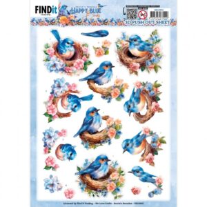3D Cutting Sheets - Berries Beauties - Happy Blue Birds - Bird's Nest CD12123
