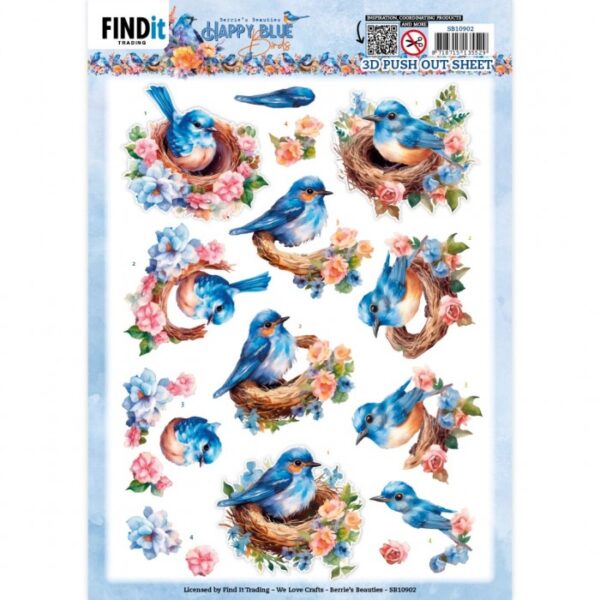 3D Cutting Sheets - Berries Beauties - Happy Blue Birds - Bird's Nest CD12123