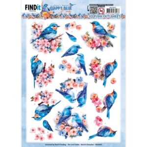 3D Cutting Sheets - Berries Beauties - Happy Blue Birds - Birds in Pink CD12124