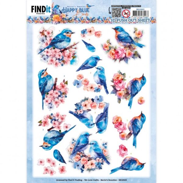 3D Cutting Sheets - Berries Beauties - Happy Blue Birds - Birds in Pink CD12124