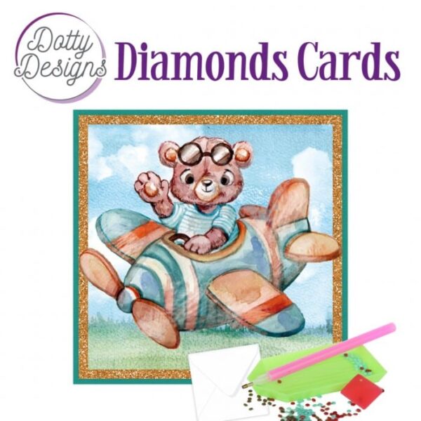 Dotty Designs Diamond Cards - Teddybear in Airplane DDDC1167