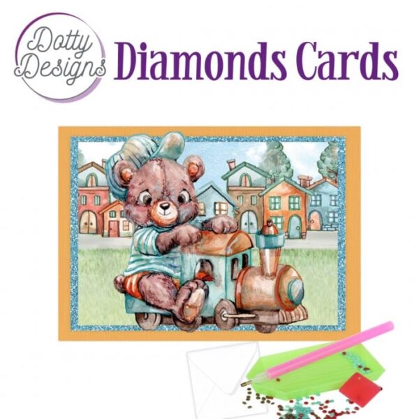 Dotty Designs Diamond Cards - Teddybear on Train DDDC1168