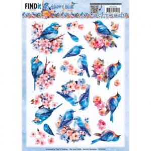 3D Push Out - Berries Beauties - Happy Blue Birds - Birds in Pink SB10903
