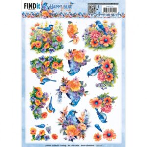 3D Push Out - Berries Beauties - Happy Blue Birds - Colourful Birds SB10904