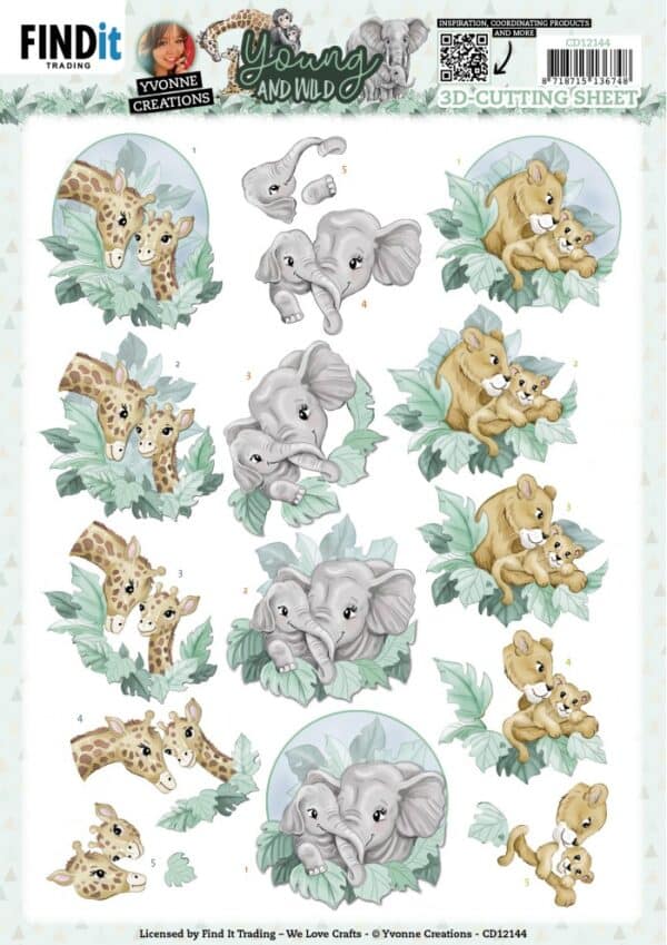 3D Cutting Sheets - Yvonne Creations - Young and Wild - Giraffe CD12144