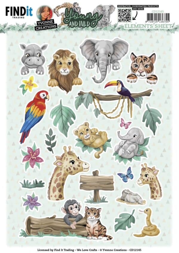 Cutting Sheets - Yvonne Creations - Young and Wild - Small Elements CD12145