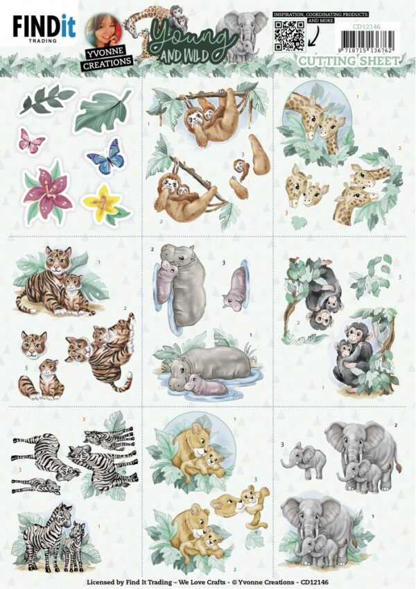 Cutting Sheets - Yvonne Creations - Young and Wild - Mini CD12146