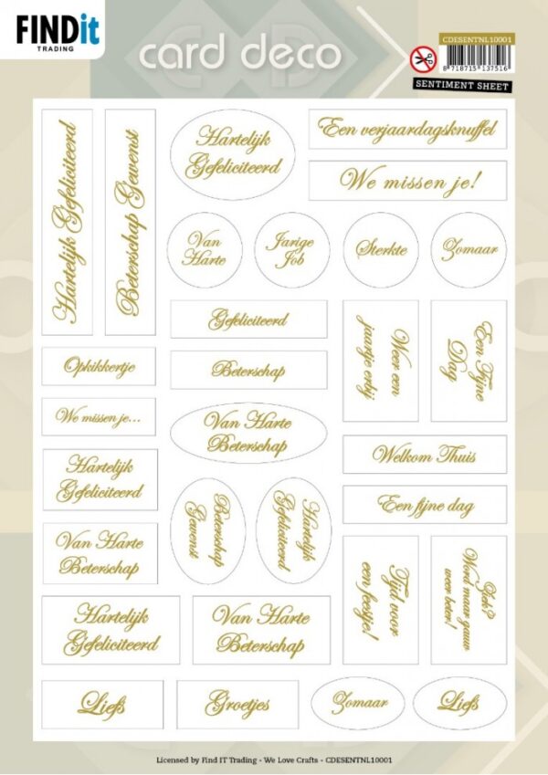 Card Deco - Sentiments - NL - algemeen - goud CDESENTNL10001