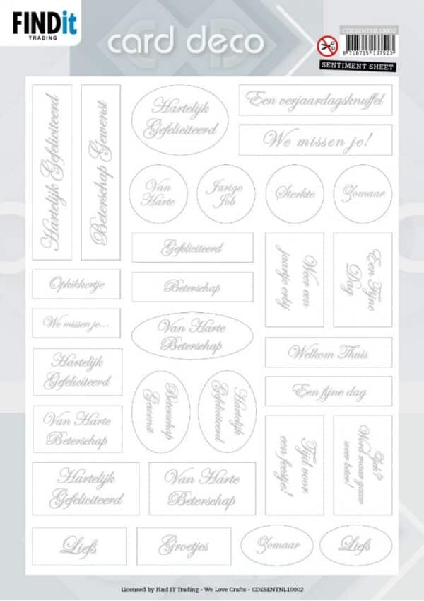 Card Deco - Sentiments - NL - algemeen - zilver CDESENTNL10