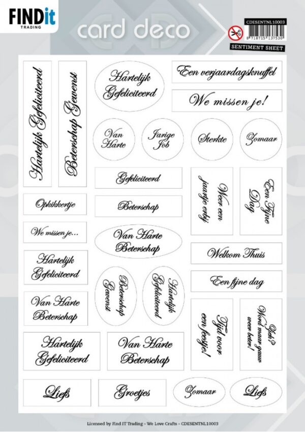 Card Deco - Sentiments - NL - algemeen - zwart CDESENTNL10