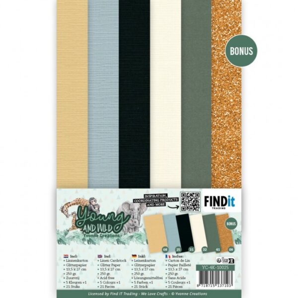 Linen Cardstock Pack - Yvonne Creations - Young and Wild - 4K YC-4K-10025