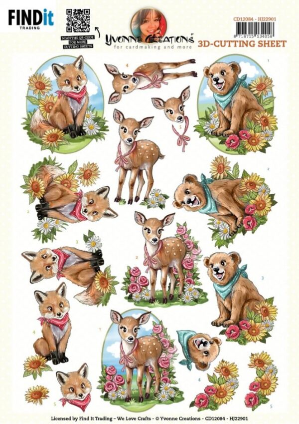 3D Cutting Sheet - Yvonne Creations - Cute Animals CD12084-