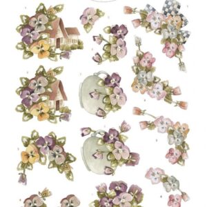 3D Cutting Sheet - Precious Marieke - Colourful Pansies CD12090