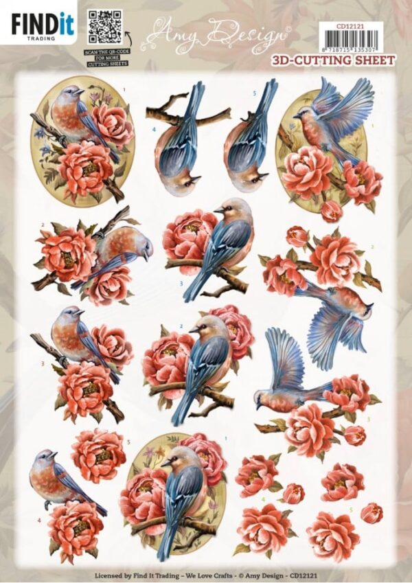 3D Cutting Sheet - Amy Design - Colorful Birds CD12121