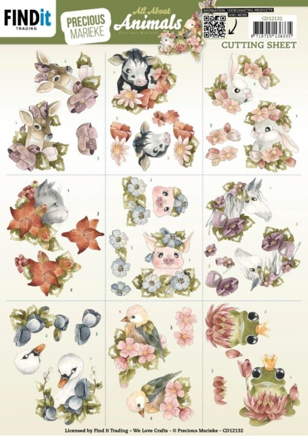 Cutting Sheets - Precious Marieke - All About Animals - Mini CD12132