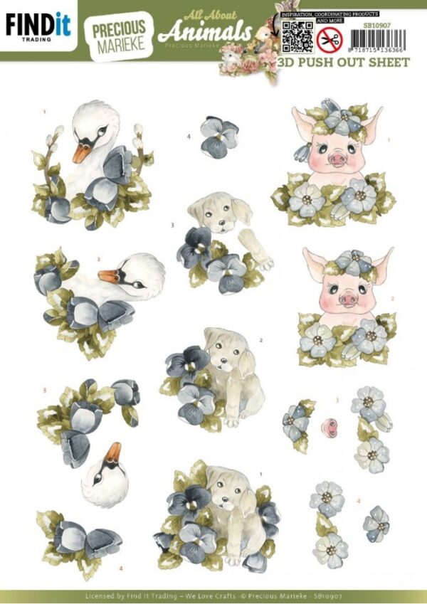 3D Push out - Precious Marieke - All About Animals - All About Blue SB10907