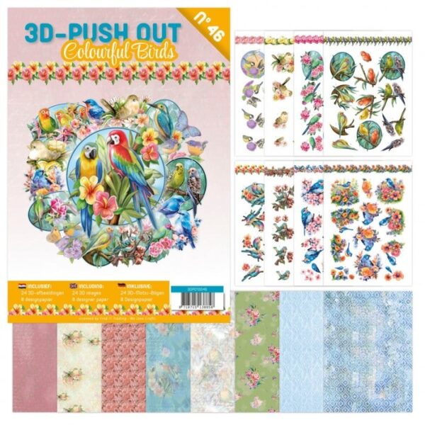 3D Push-Out Book 46 - Colourful birds 3DPO10046