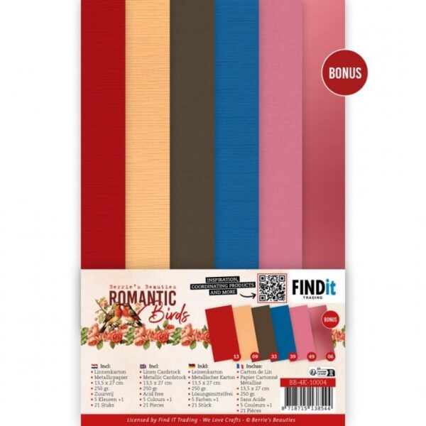 Linen Cardstock Pack - Berries Beauties - Romantic Birds - 4K BB-4K-10004