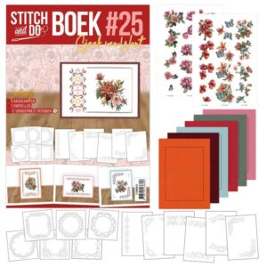 Stitch and Do Boek A6 25 - Reddish flowers STDOBB025