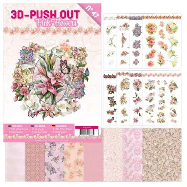 3D Push-Out Book 47 - Pink Flowers 3DPO10047