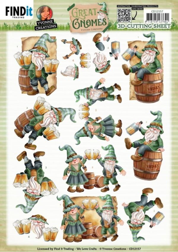 3D Cutting Sheets - Yvonne Creations - Great Gnomes - Party Gnomes CD12157