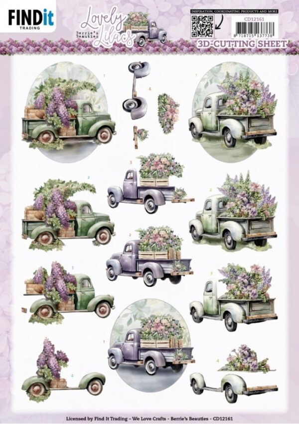 3D Cutting Sheets - Berries Beauties - Lovely Lilacs - Lovely Cars CD12161