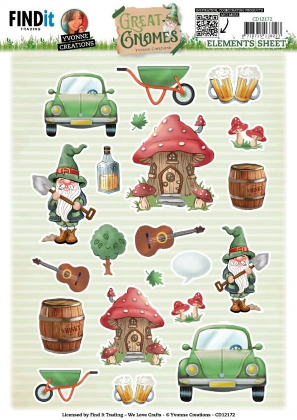 Cutting Sheets - Yvonne Creations - Great Gnomes - Small Elements CD12172