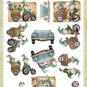 3D Push Out - Yvonne Creations - Great Gnomes - Driving Gnomes SB10921