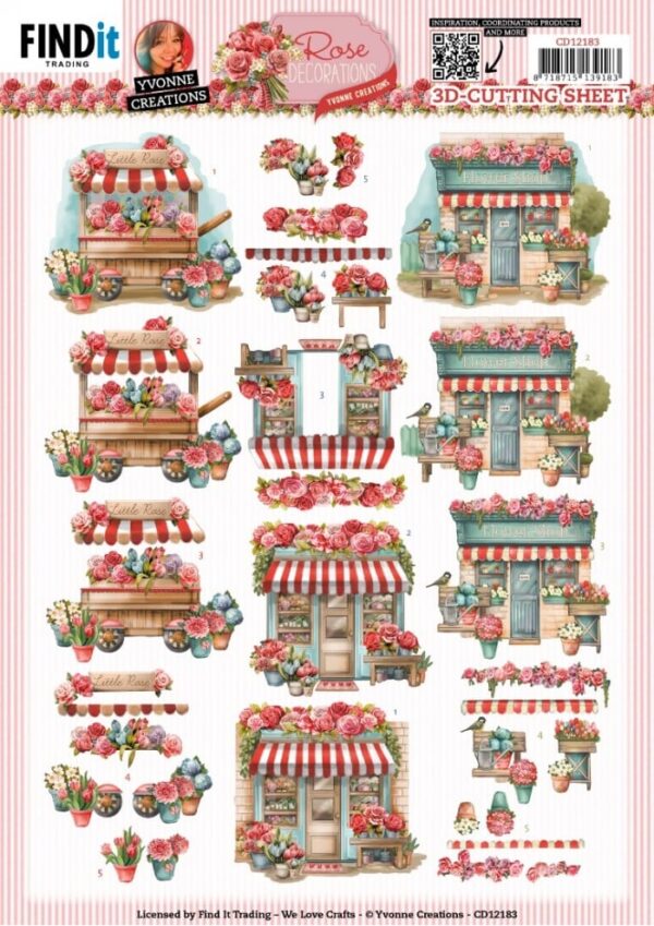 3D Cutting Sheets - Yvonne Creations - Rose Decorations - Rose Shopping CD12183
