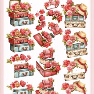 3D Cutting Sheets - Yvonne Creations - Rose Decorations - Rose Suitcase CD12184