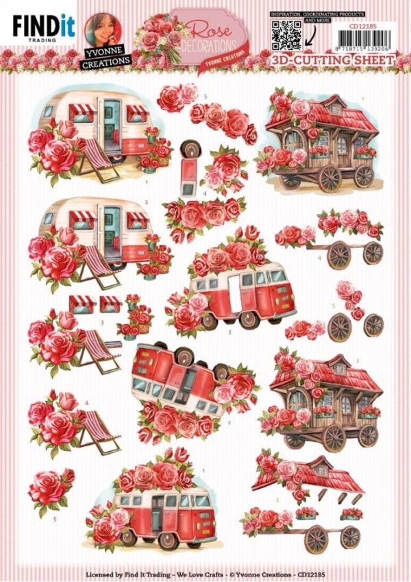 3D Cutting Sheets - Yvonne Creations - Rose Decorations - Rose Transport CD12185