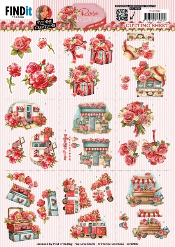 Cutting Sheets - Yvonne Creations - Rose Decorations - Mini CD12187
