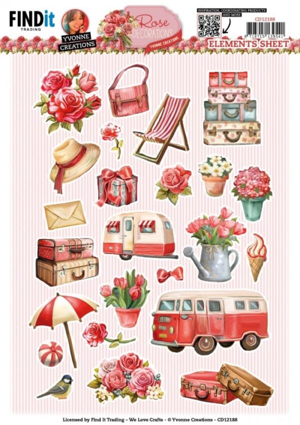 Cutting Sheets - Yvonne Creations - Rose Decorations - Small Elements CD12188
