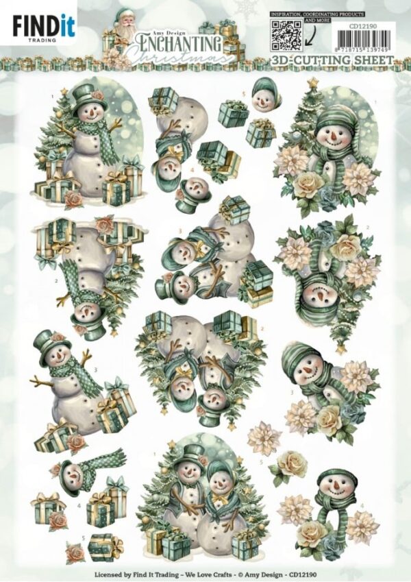 3D Cutting Sheets - Amy Design - Enchanting Christmas - Snowmen CD12190