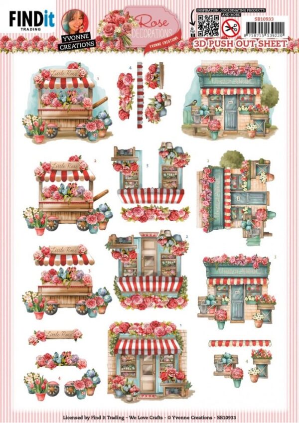 3D Push Out - Yvonne Creations - Rose Decorations - Rose Shopping SB10933
