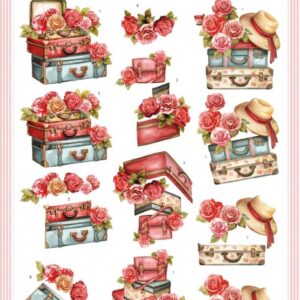 3D Push Out - Yvonne Creations - Rose Decorations - Rose Suitcase SB10934