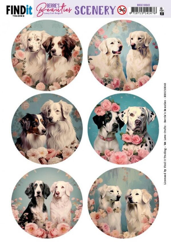 Scenery Push out - Berries Beauties - Pretty Pups - Round BBSC10043