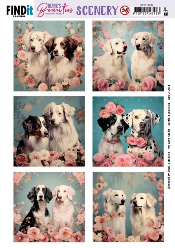 Scenery Push out - Berries Beauties - Pretty Pups - Square BBSC10044